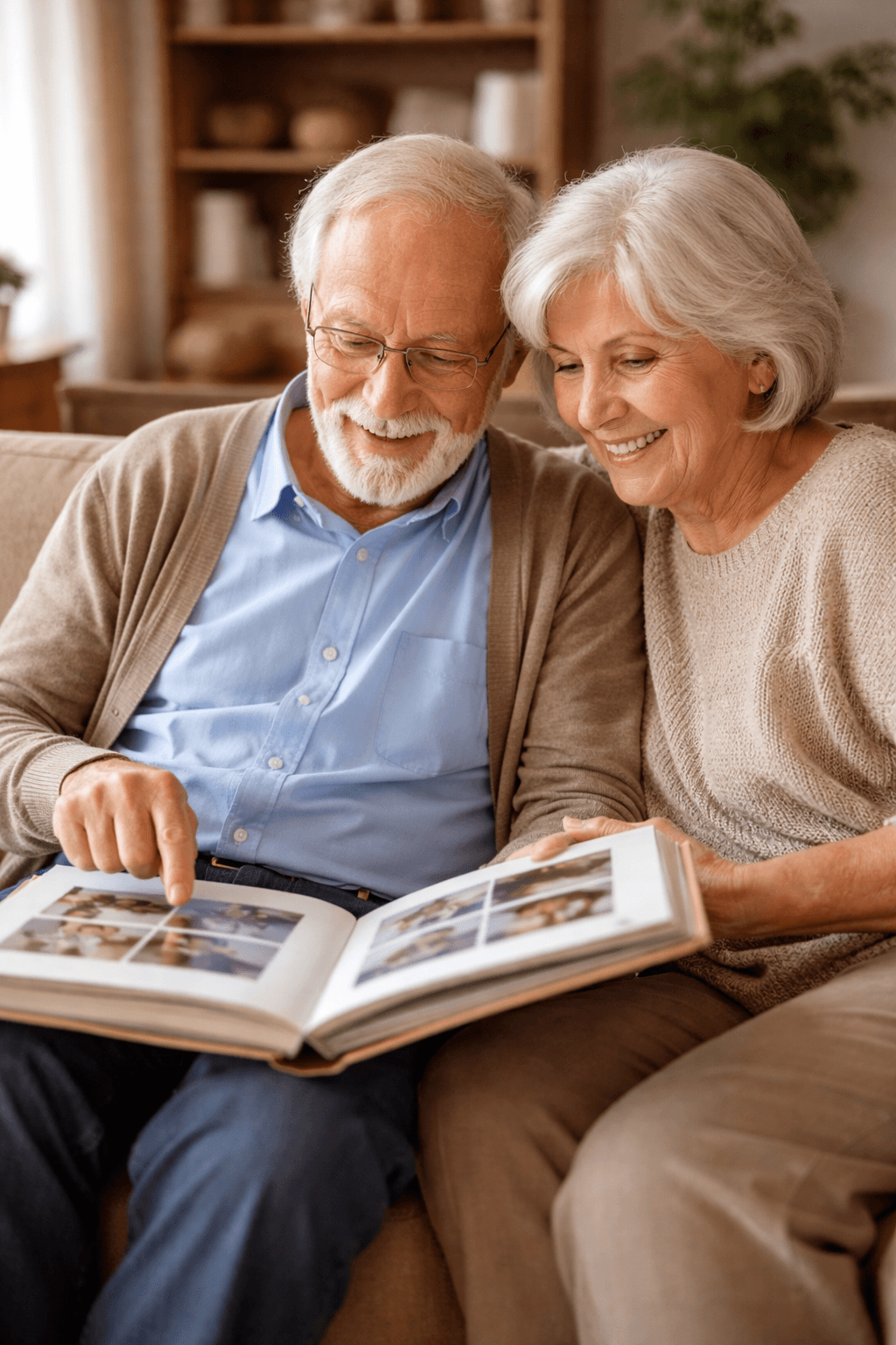 Familia reunida compartiendo recuerdos y memorias